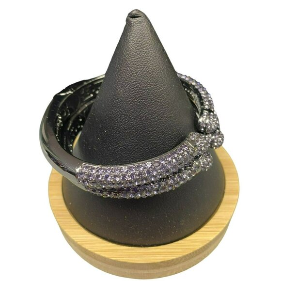 Joan Boyce Hinged Bracelets Set Of 2 With Sparkling Purple Rhinestone - Elegant - Picture 3 of 6